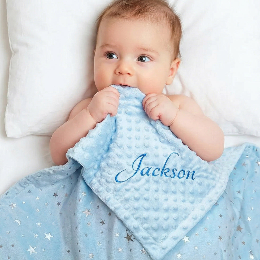 Personalized Baby Minky Dot Blanket with Name