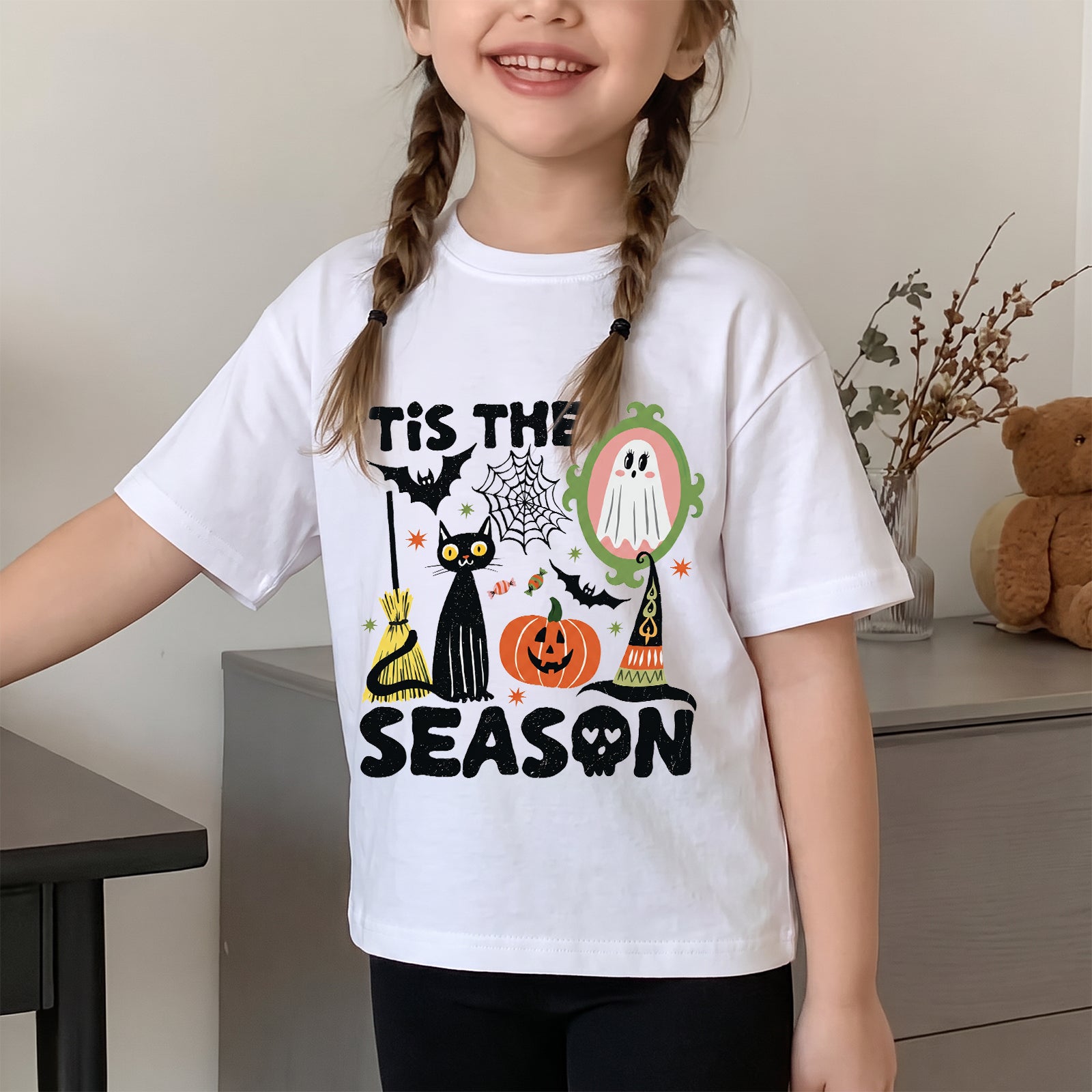 Personalized Kids Tis The Season Halloween Graphic T-Shirt