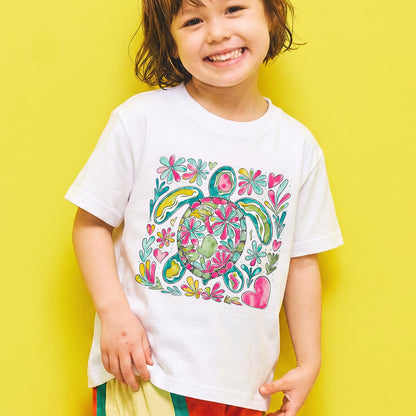 Personalized Kids Sea Turtle Graphic Tee Floral Ocean Theme T-shirt