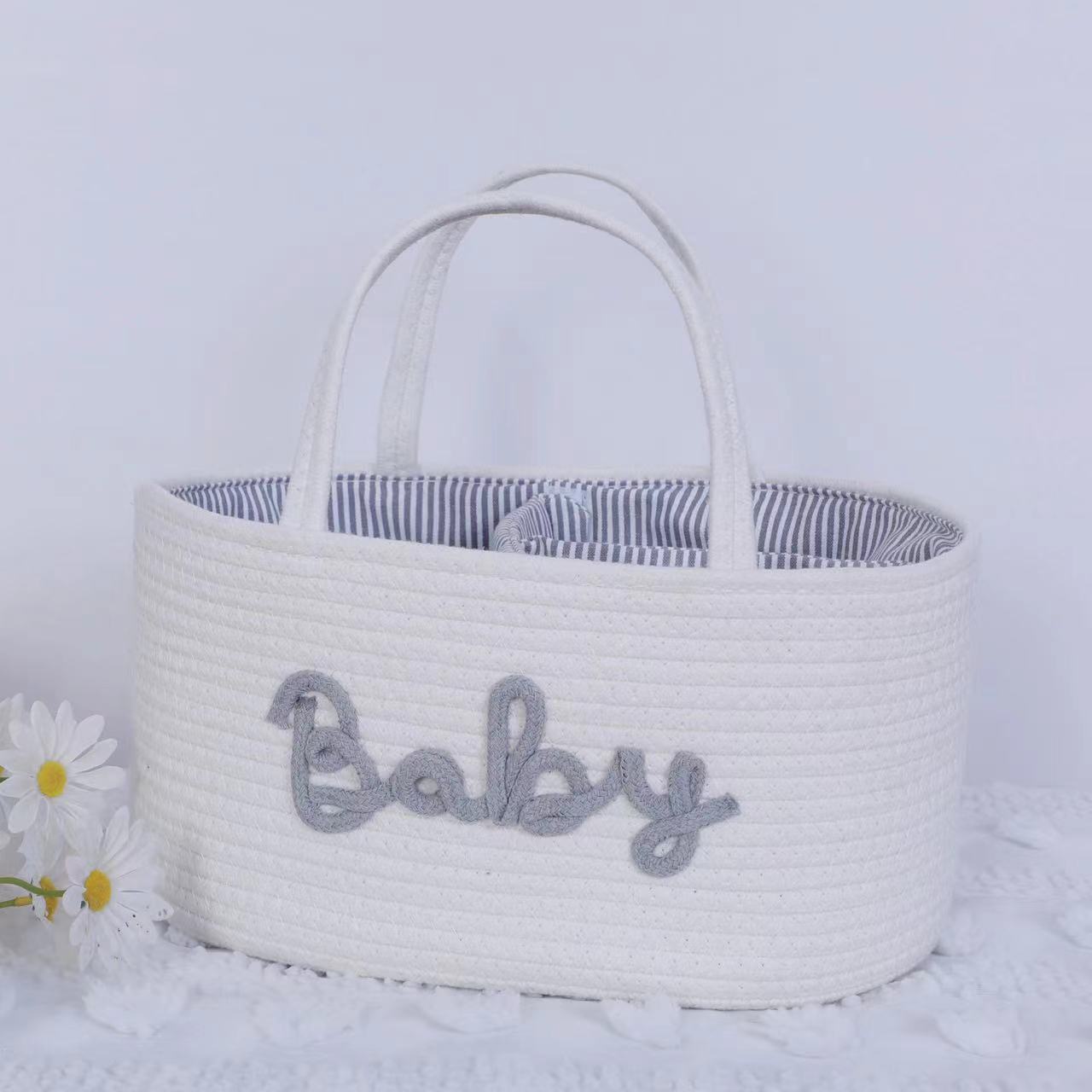 Personalized Letter Style Cotton Rope Woven Storage Basket - Sokidsun