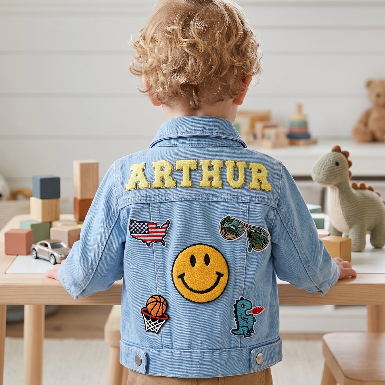 Custom Kids Patch Denim Jacket - Sokidsun
