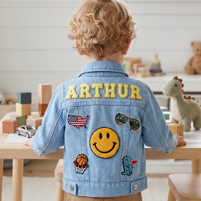 Custom Kids Patch Denim Jacket - Sokidsun