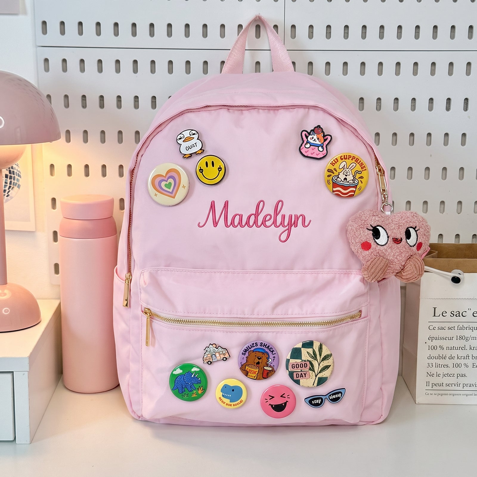 Personalized Badges Backpack with Embroidered Name