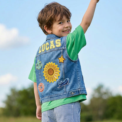 Personalized Children Patch Denim Vest - Sokidsun