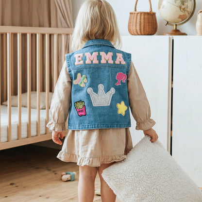 Personalized Kids Patch Denim Vest - Sokidsun