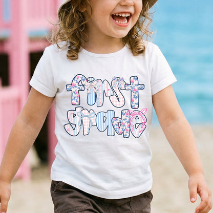 Personalized First Grade Floral Bow T-Shirt