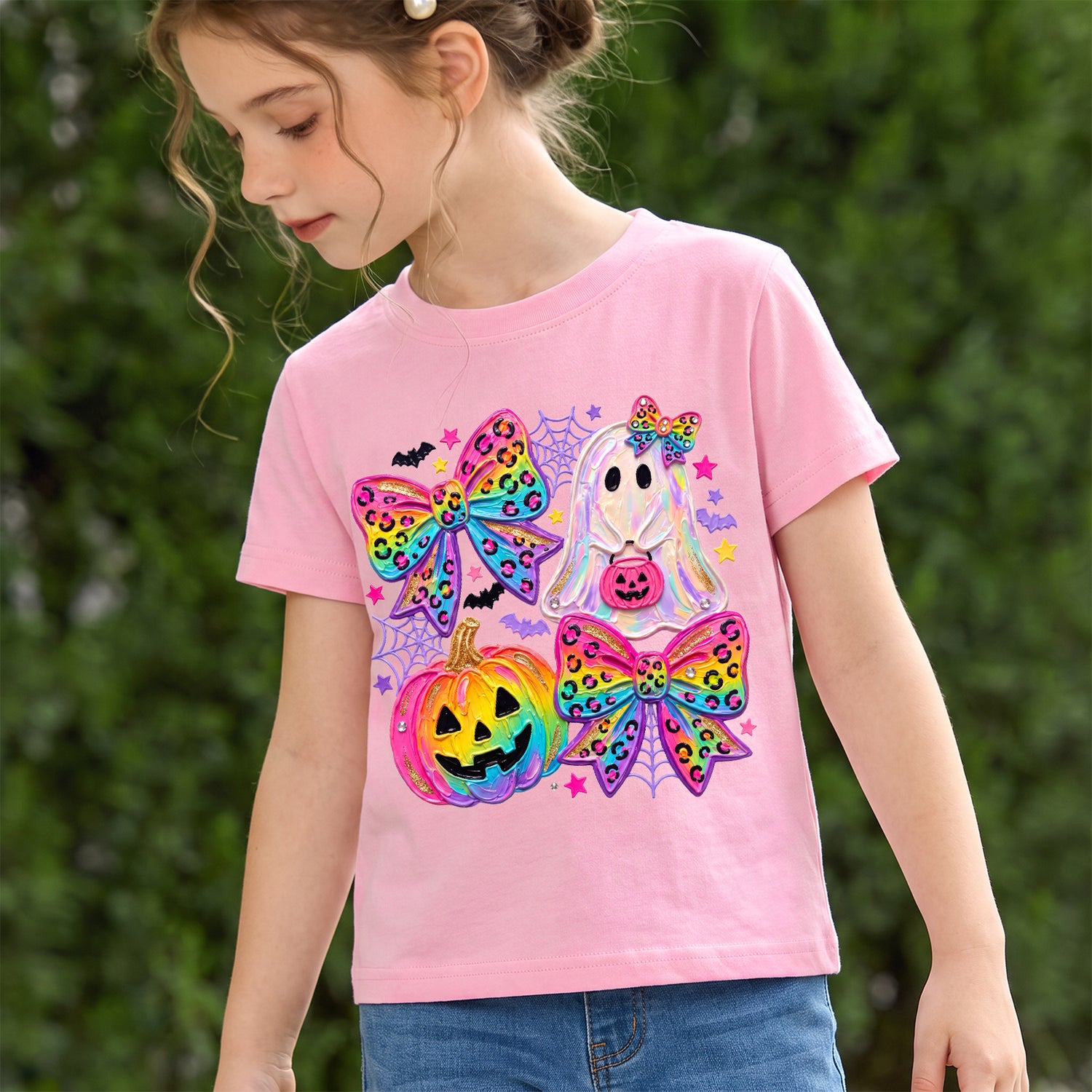 Personalized Kids Cute Ghost Halloween Graphic T-Shirt