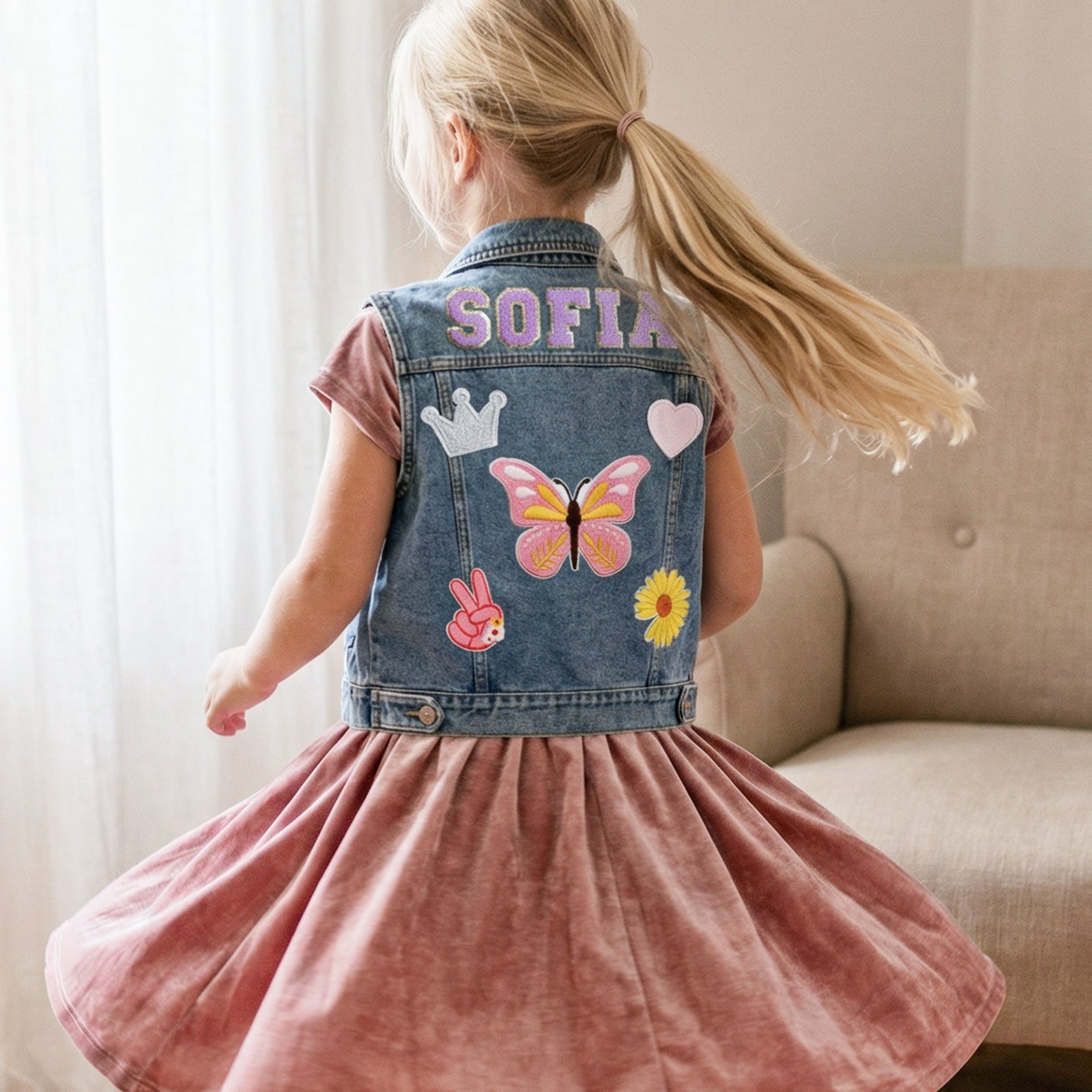 Personalized Children Patch Denim Vest - Sokidsun