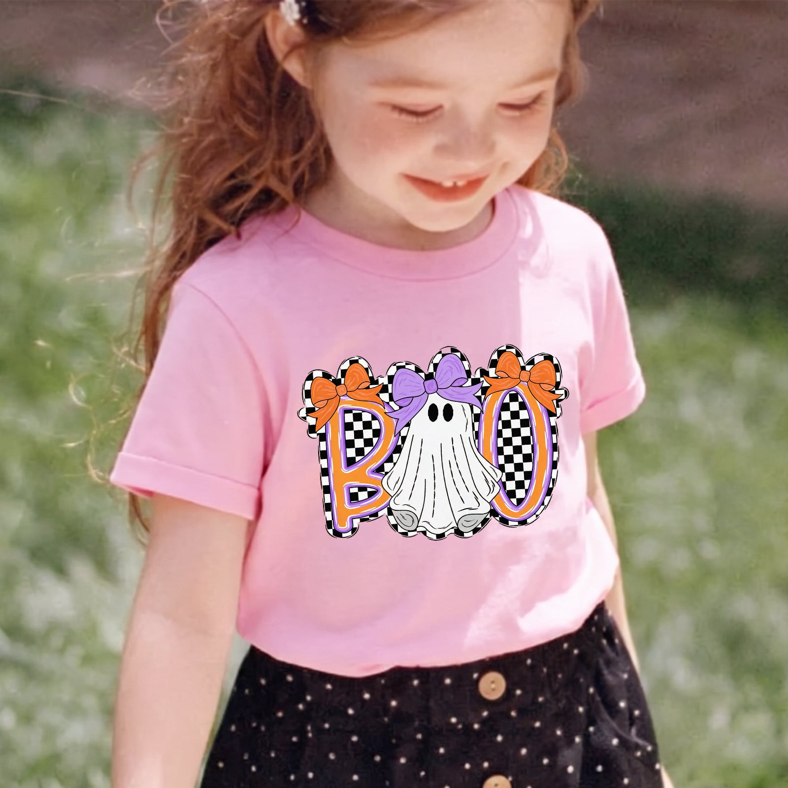 Personalized Kids Cute Boo Halloween Graphic T-Shirt