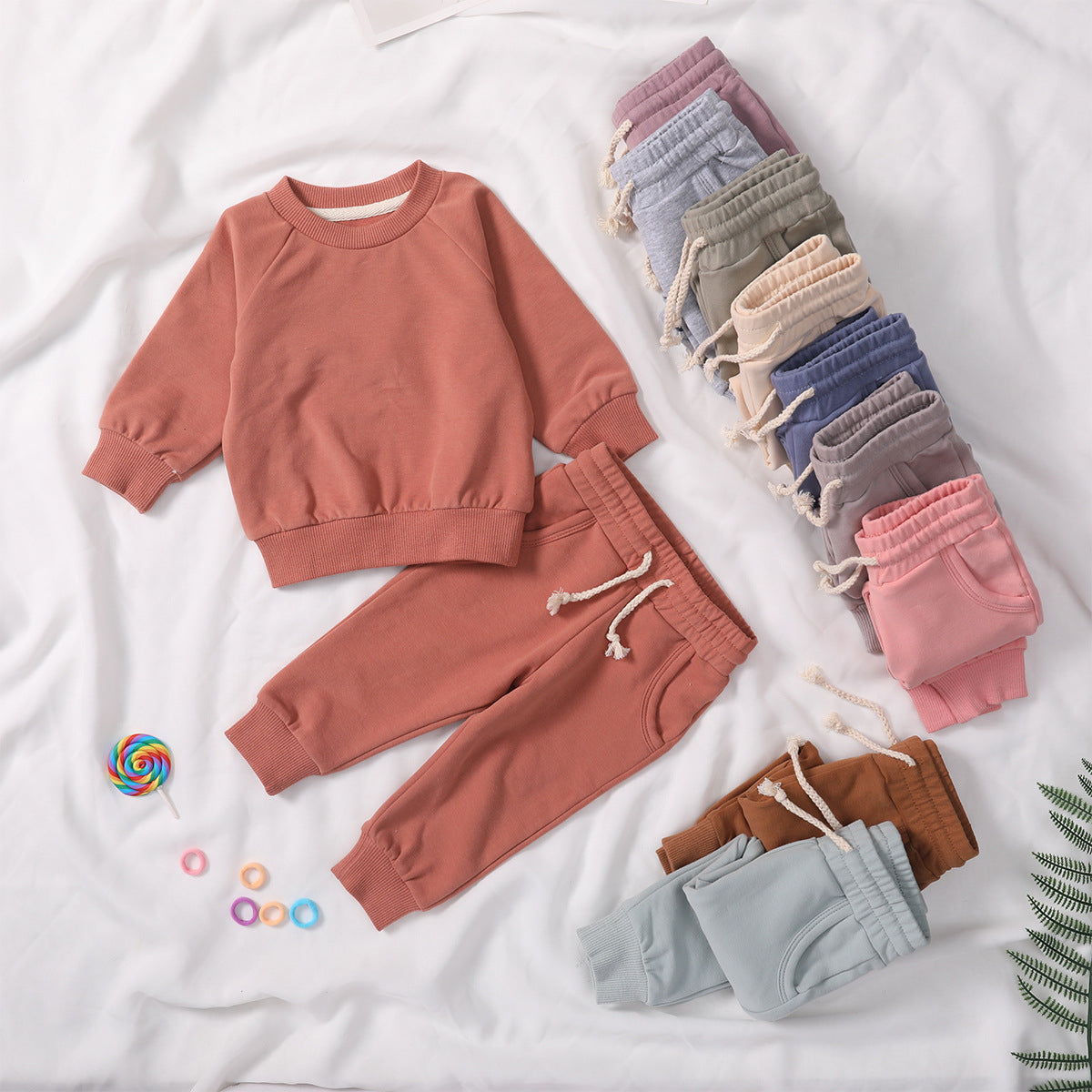 Personalized Toddler Solid Color Hoodie Jogger Set - Sokidsun