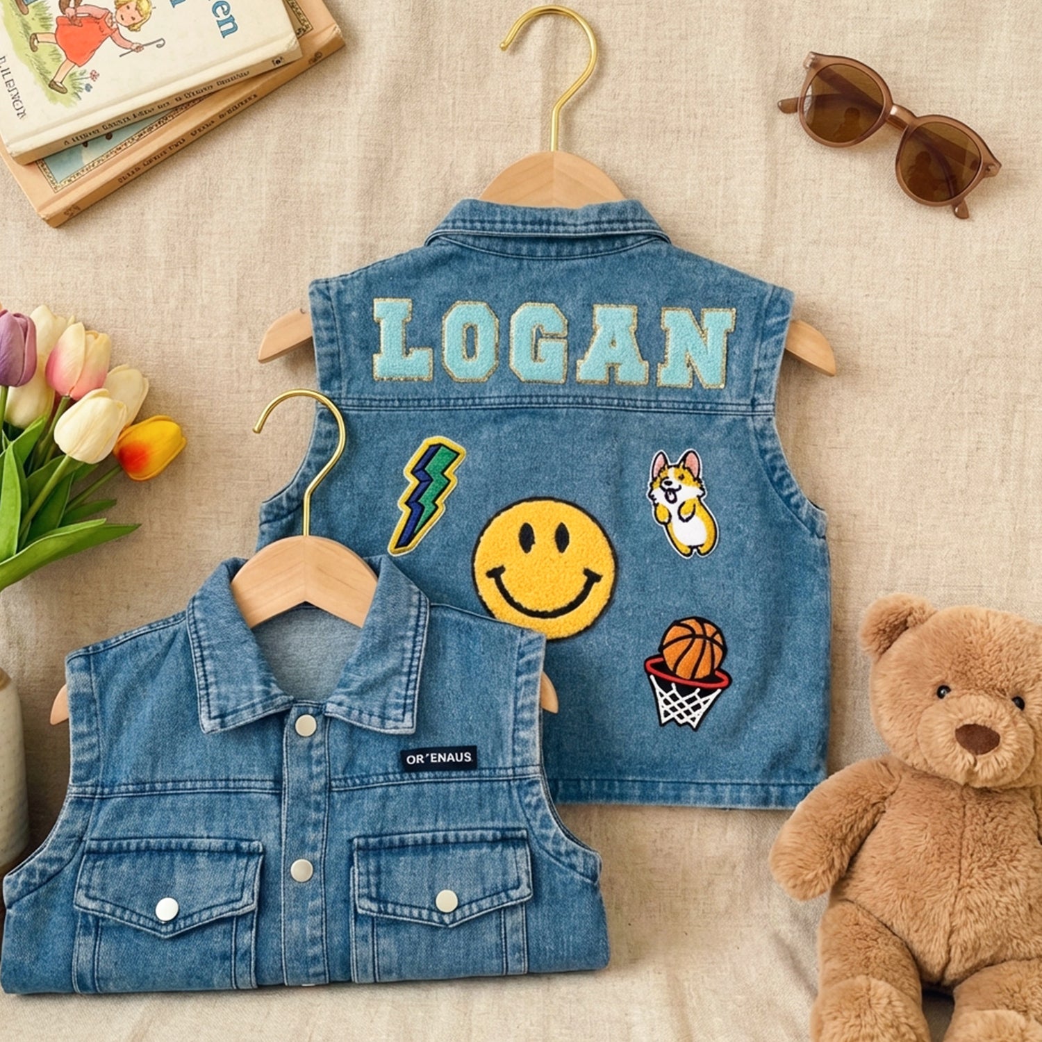 Personalized Kids Patch Denim Vest - Sokidsun