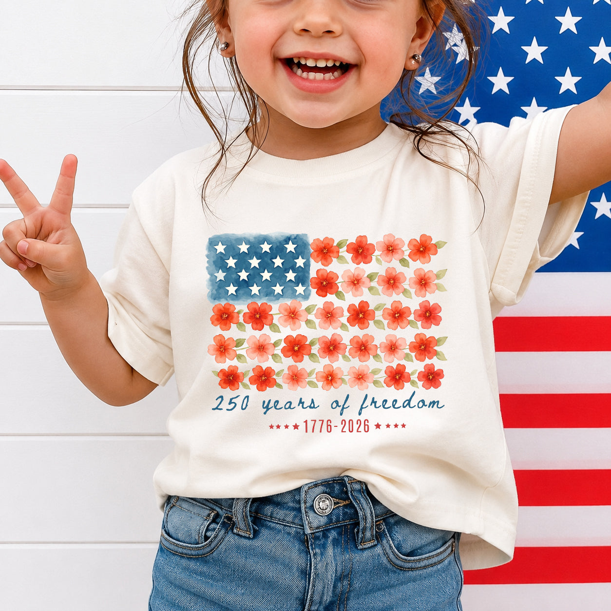 4th of July Kids Patriotic T-Shirt – America 250 Years of Freedom