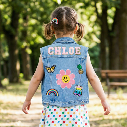 Personalized Children Patch Denim Vest - Sokidsun