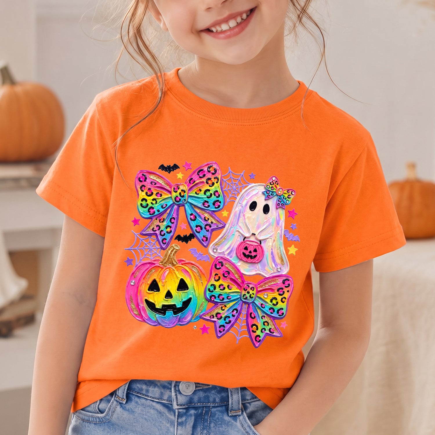 Personalized Kids Cute Ghost Halloween Graphic T-Shirt