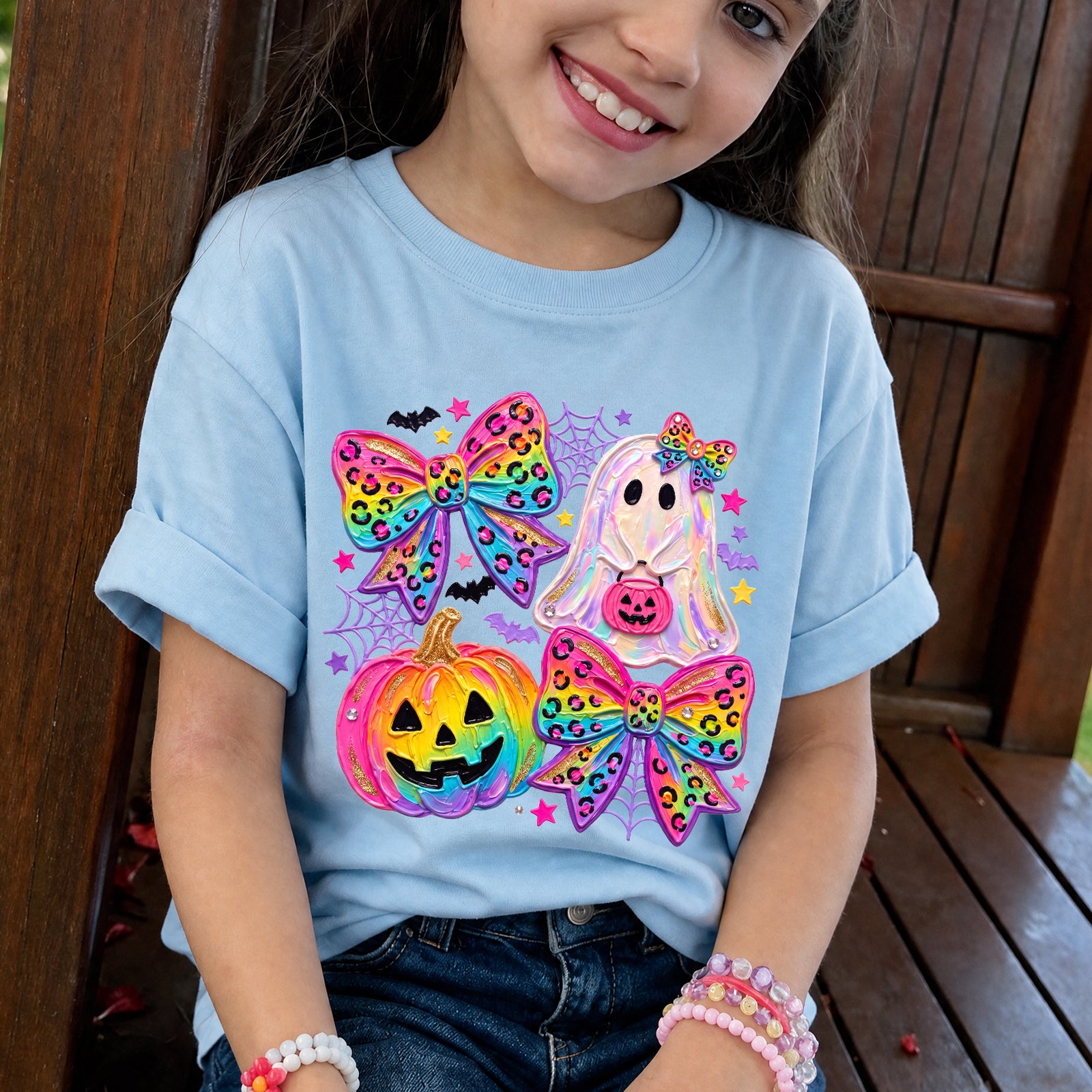 Personalized Kids Cute Ghost Halloween Graphic T-Shirt