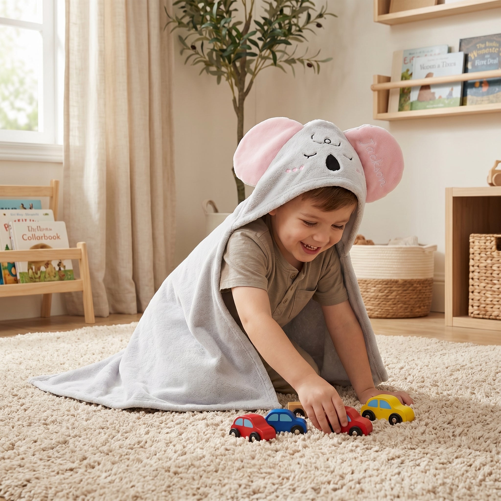 Personalized Koala Hooded Bath Towel with Name