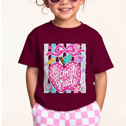 Second Grade School Ready Cute Apple Kids T-shirt