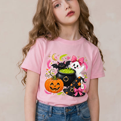 Personalized Kids Cute Witch Halloween Graphic T-Shirt