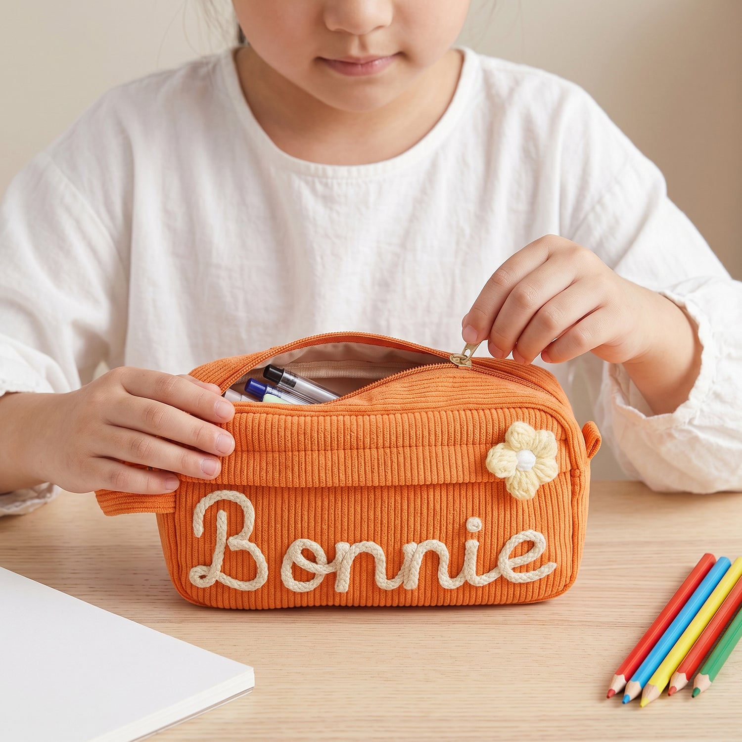 Personalized Kids Corduroy Pencil Case