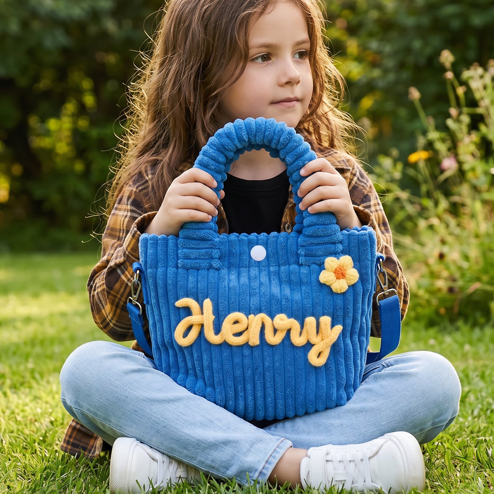 Personalized Kids Corduroy Crossbody Tote Bag