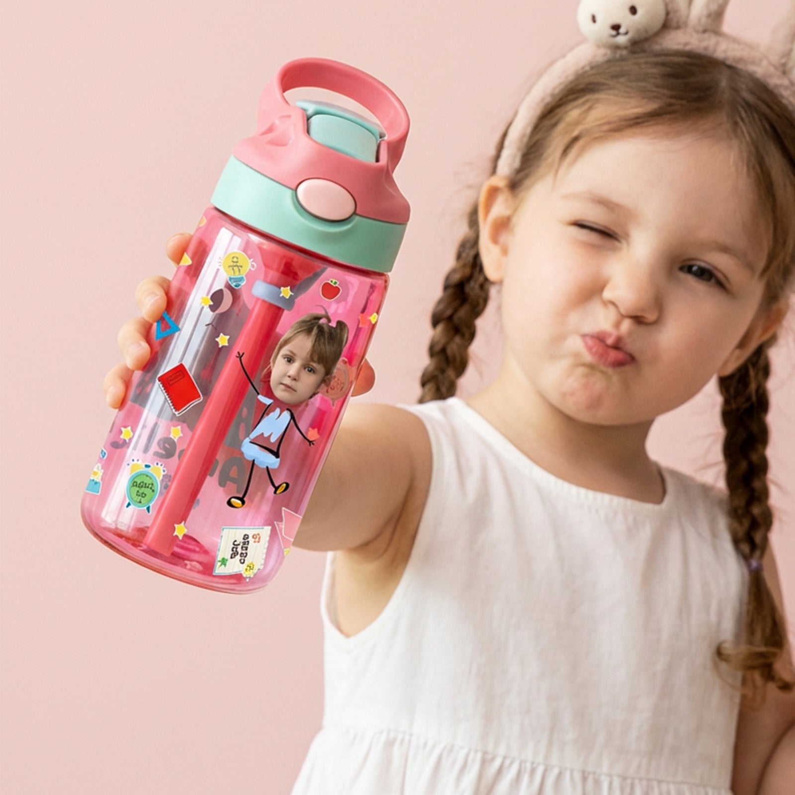 Personalized Kids Cartoon Photo Water Bottle
