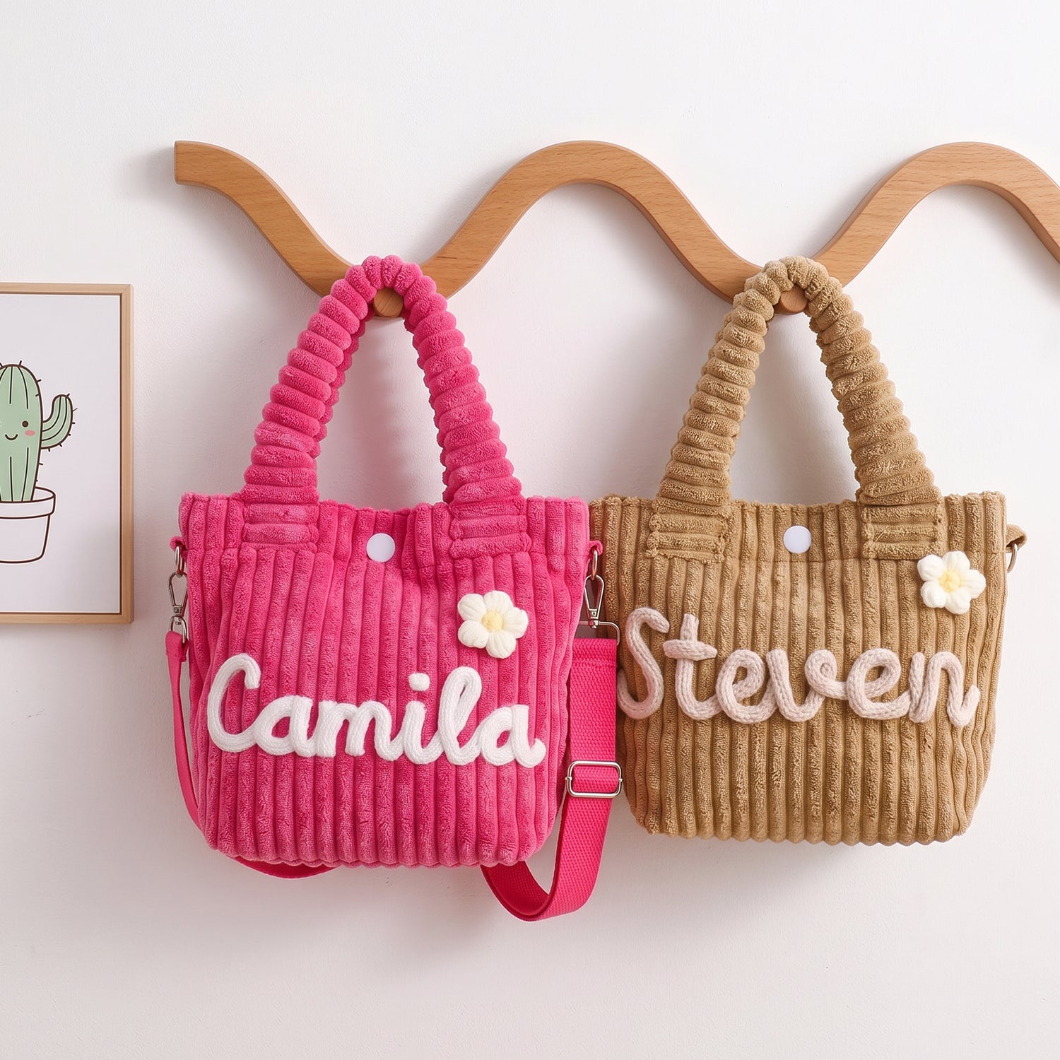 Personalized Kids Corduroy Crossbody Tote Bag