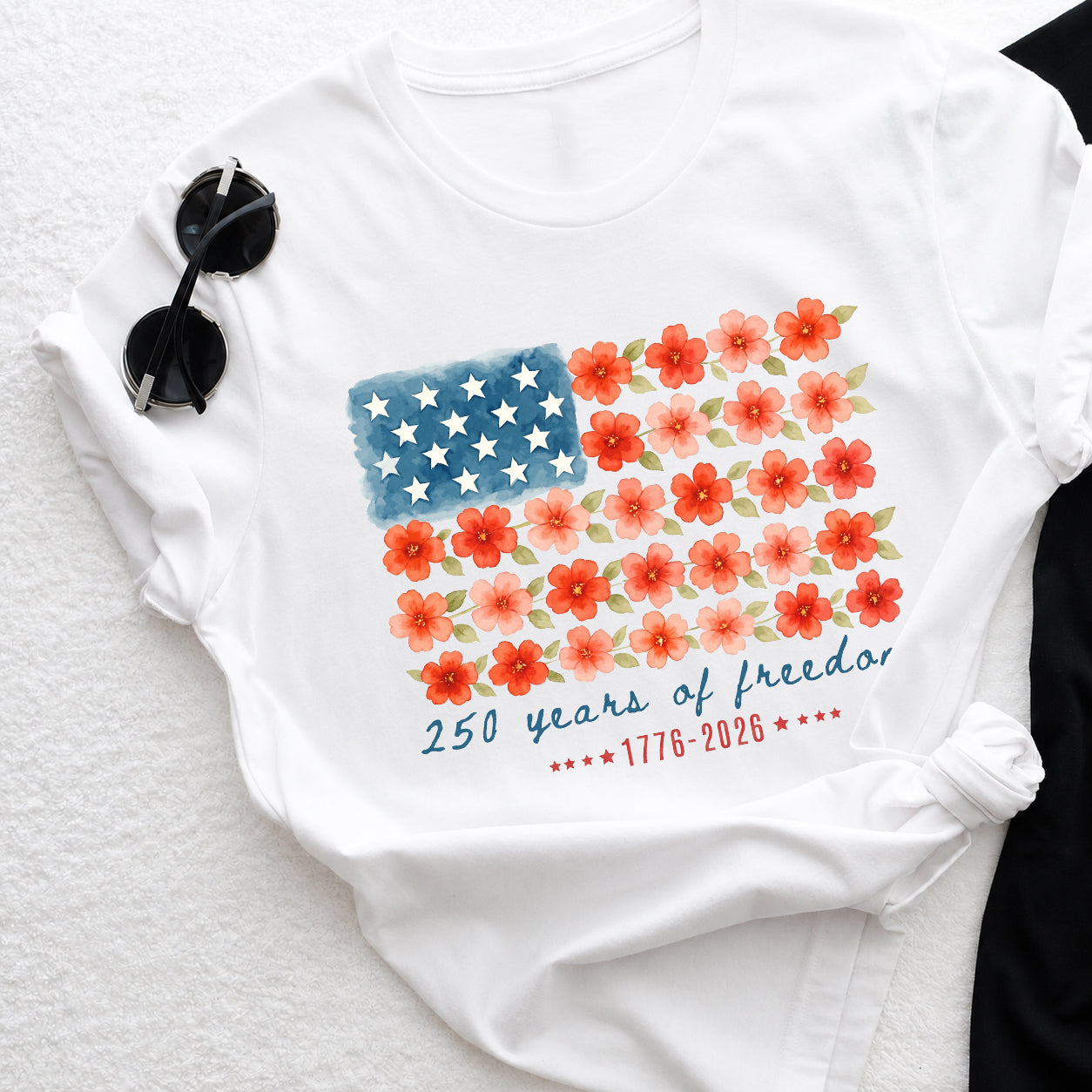 Kids Floral American Flag T-Shirt
