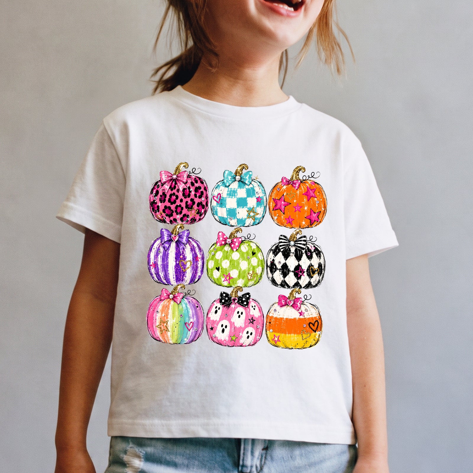 Personalized Kids Cute Pumpkin Halloween Graphic T-Shirt