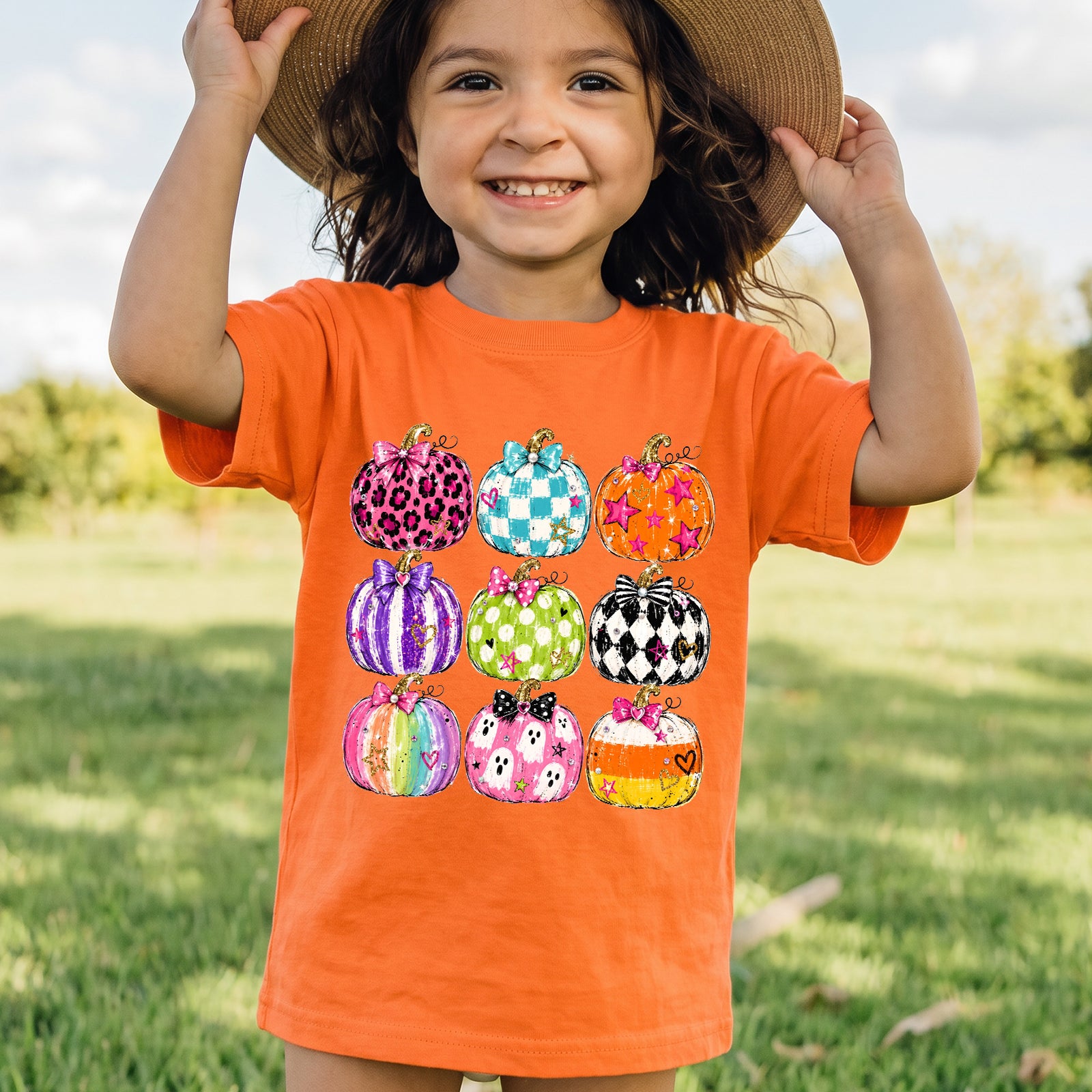 Personalized Kids Cute Pumpkin Halloween Graphic T-Shirt