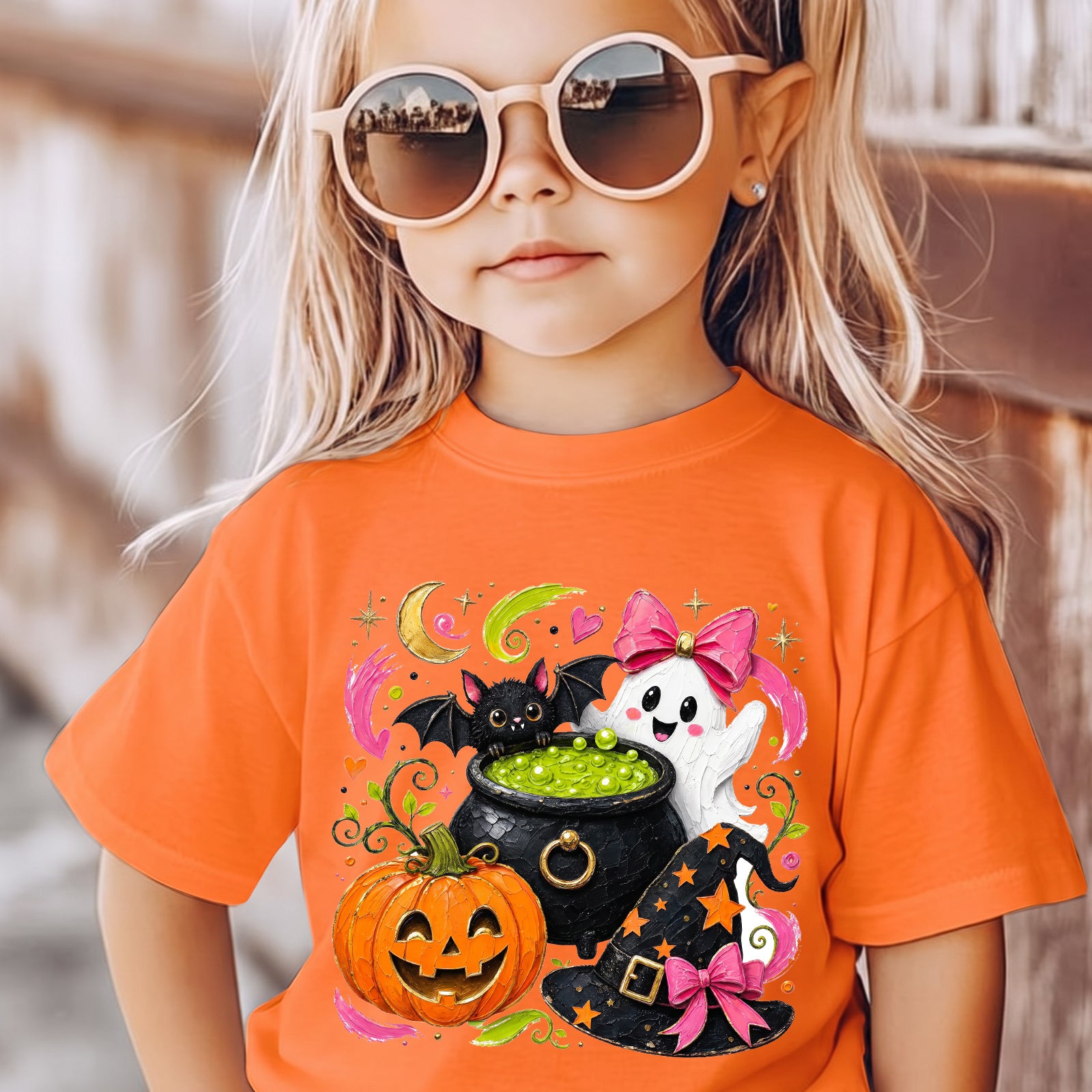 Personalized Kids Cute Witch Halloween Graphic T-Shirt
