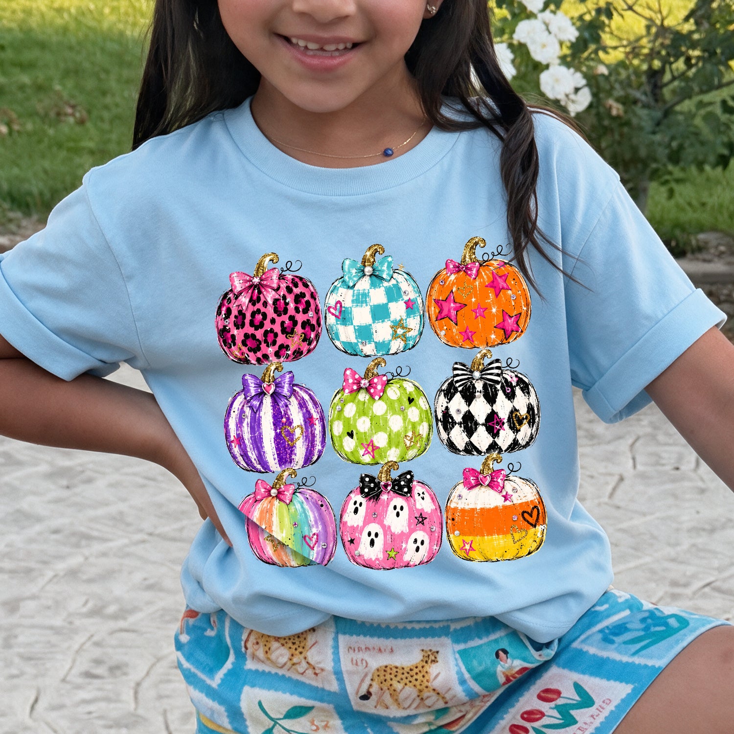 Personalized Kids Cute Pumpkin Halloween Graphic T-Shirt