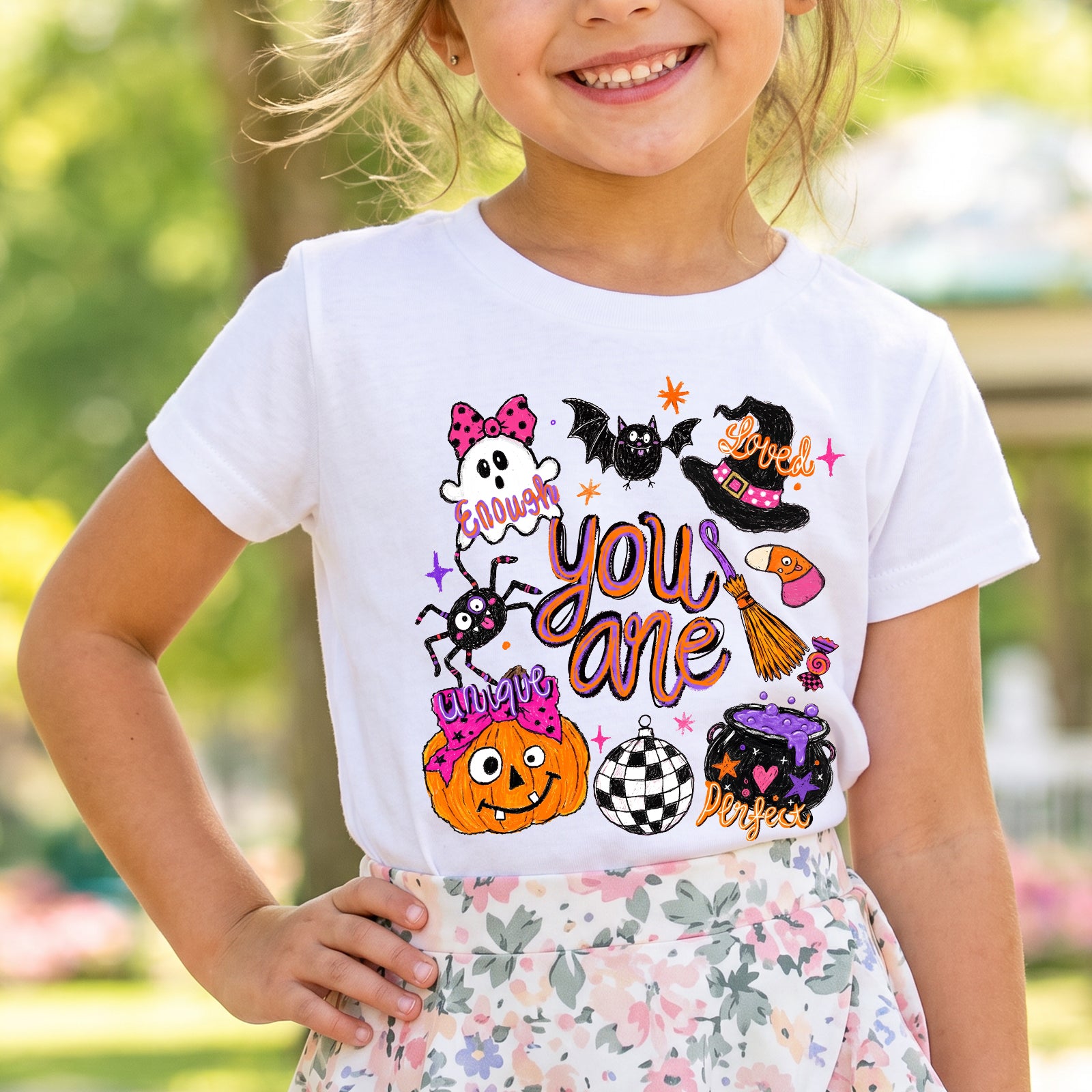 Personalized Kids Cute Witch Halloween Graphic T-Shirt