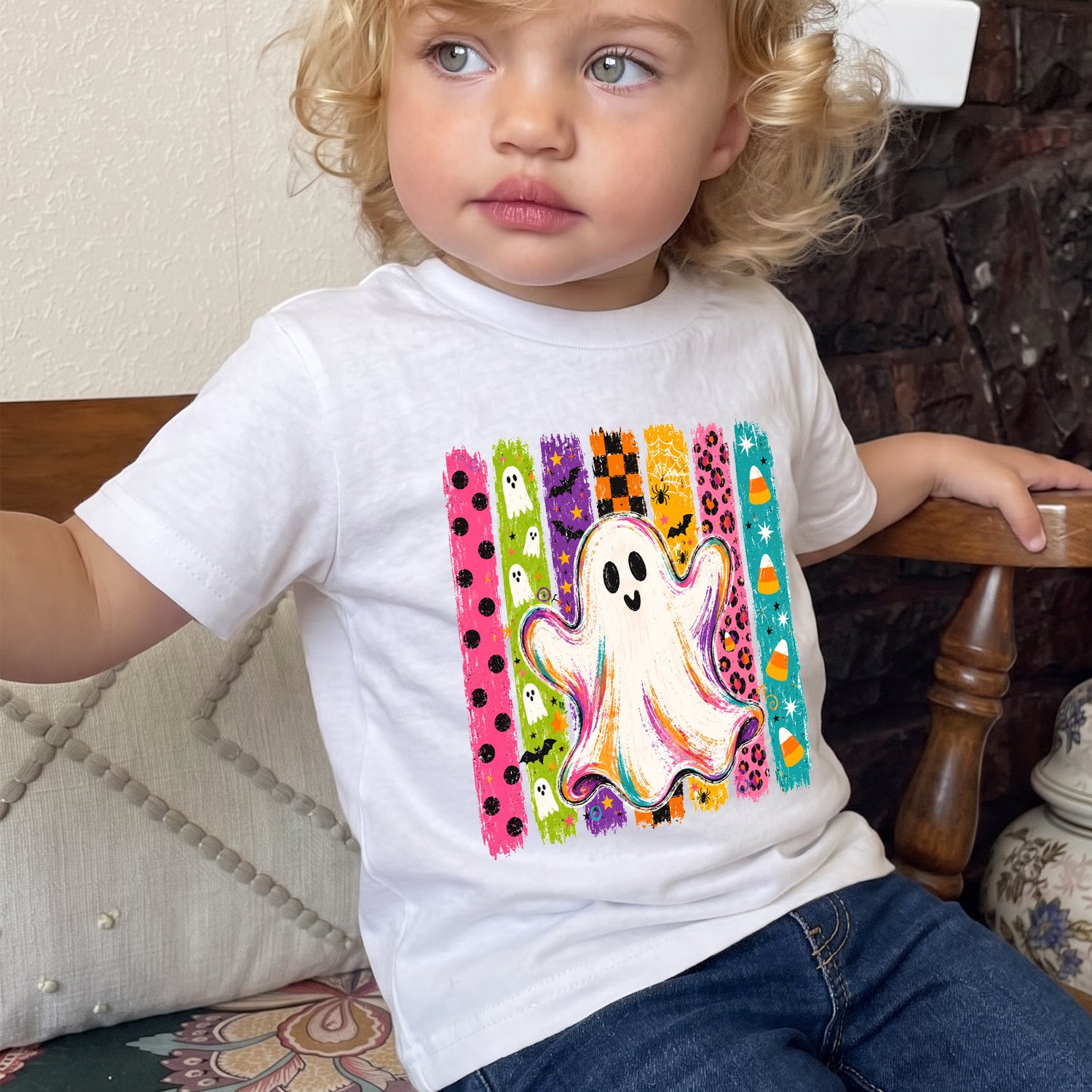 Personalized Kids Cute Ghost Halloween Graphic T-Shirt