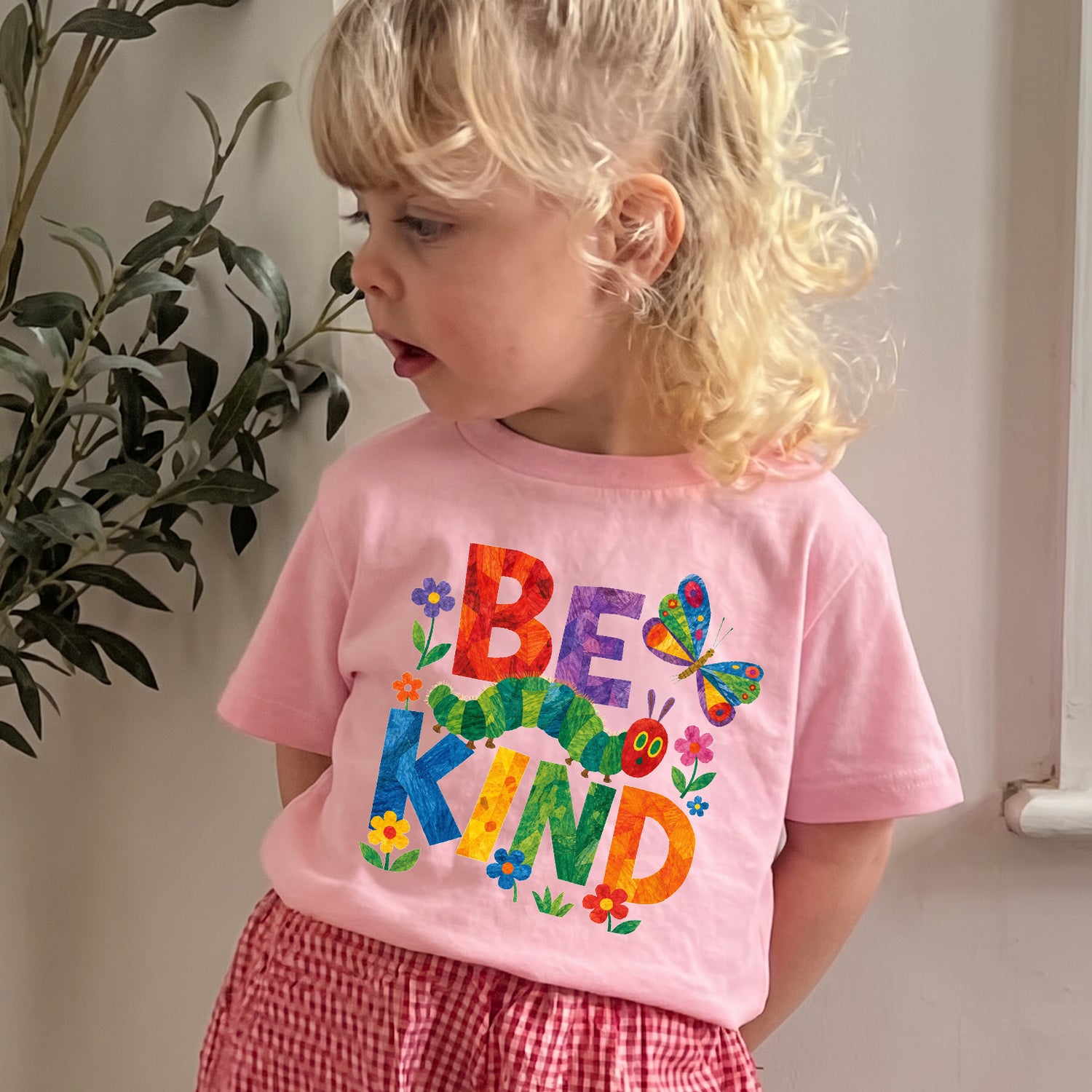 Personalized Kids Be Kind Graphic Tee Cute Caterpillar Butterfly T-shirt