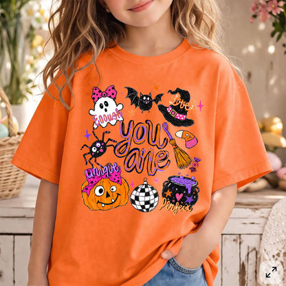 Personalized Kids Cute Witch Halloween Graphic T-Shirt