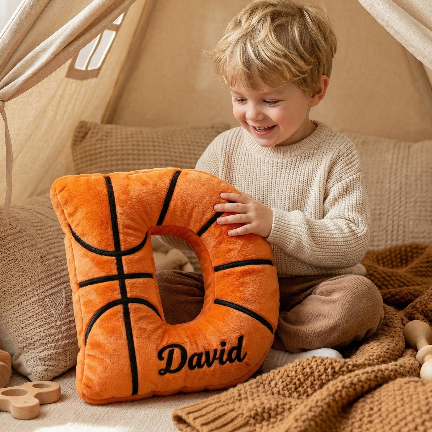Personalized Kids Basketball Letter Pillow - Sokidsun