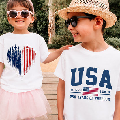 4th of July Kids Patriotic T-Shirt – America 250 Years of Freedom