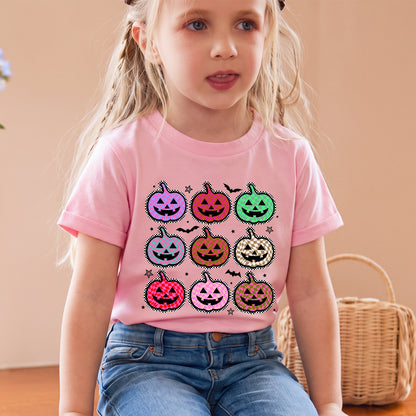 Personalized Kids Colorful Pumpkin Halloween Graphic T-Shirt