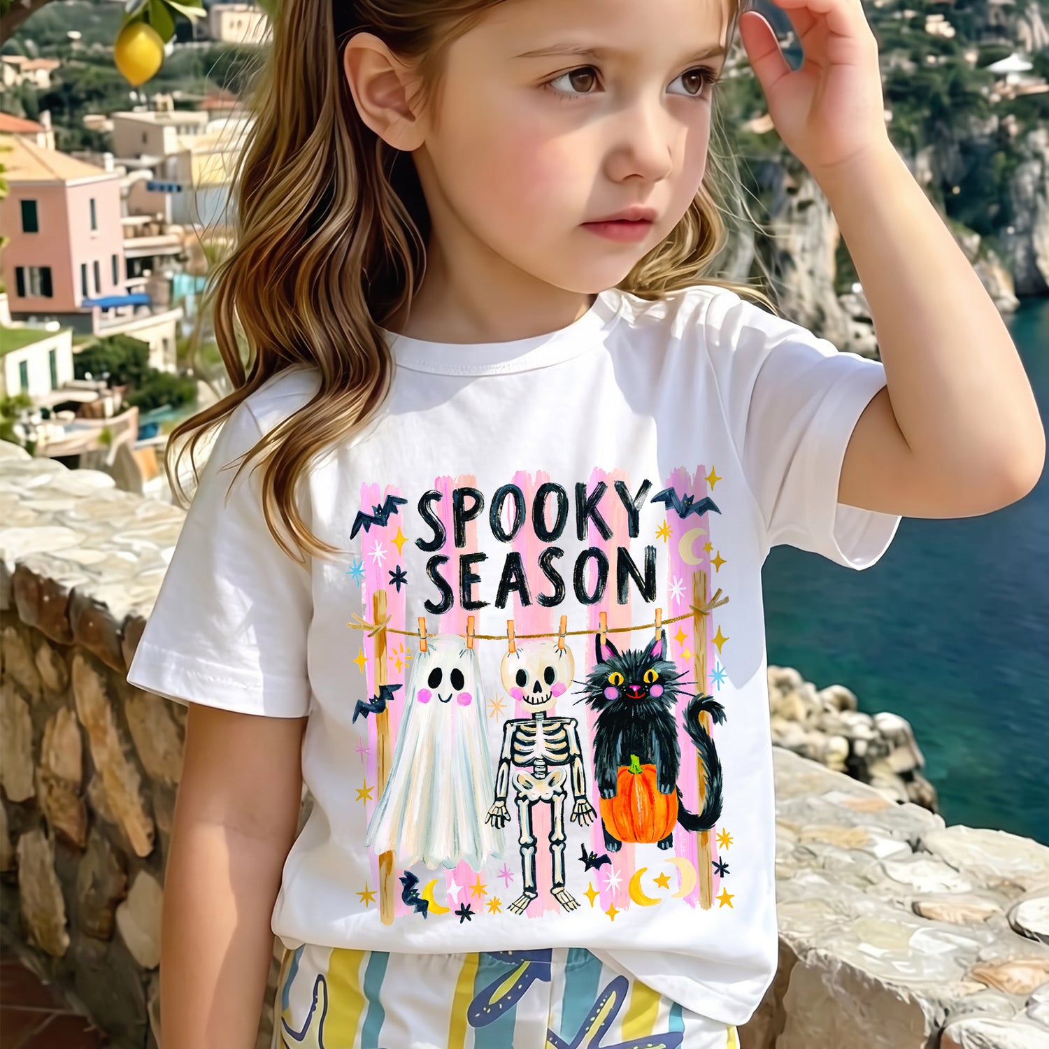 Personalized Kids Spooky Season Halloween Graphic T-Shirt