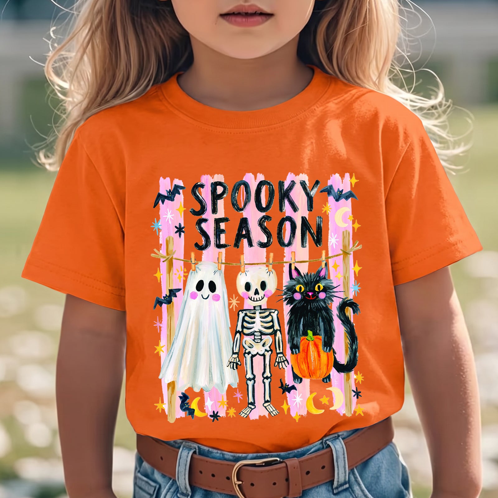 Personalized Kids Spooky Season Halloween Graphic T-Shirt