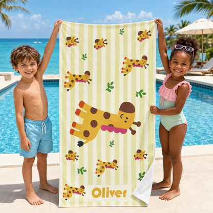 Personalized Kids’ Adorable Animal Beach Towel