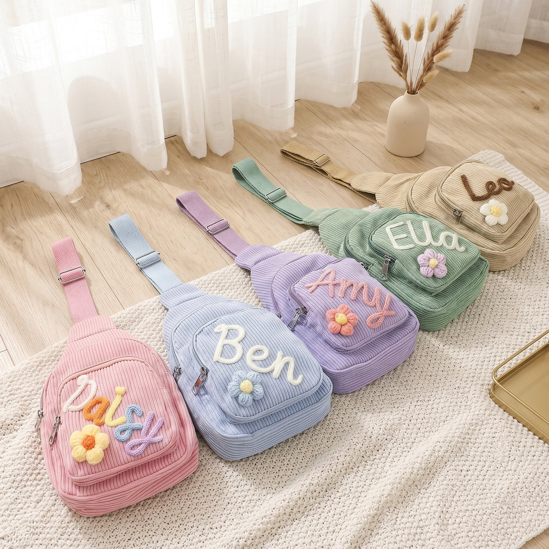 Personalized Kids Corduroy Sling Backpack