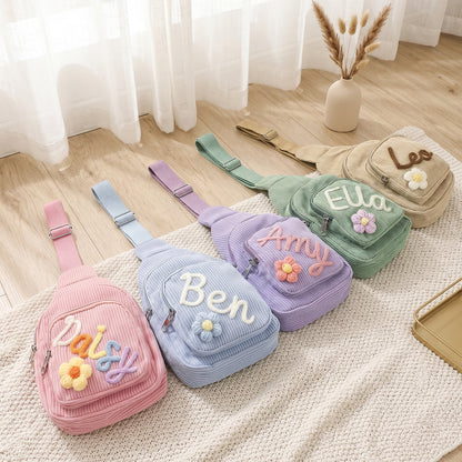 Personalized Kids Corduroy Sling Backpack
