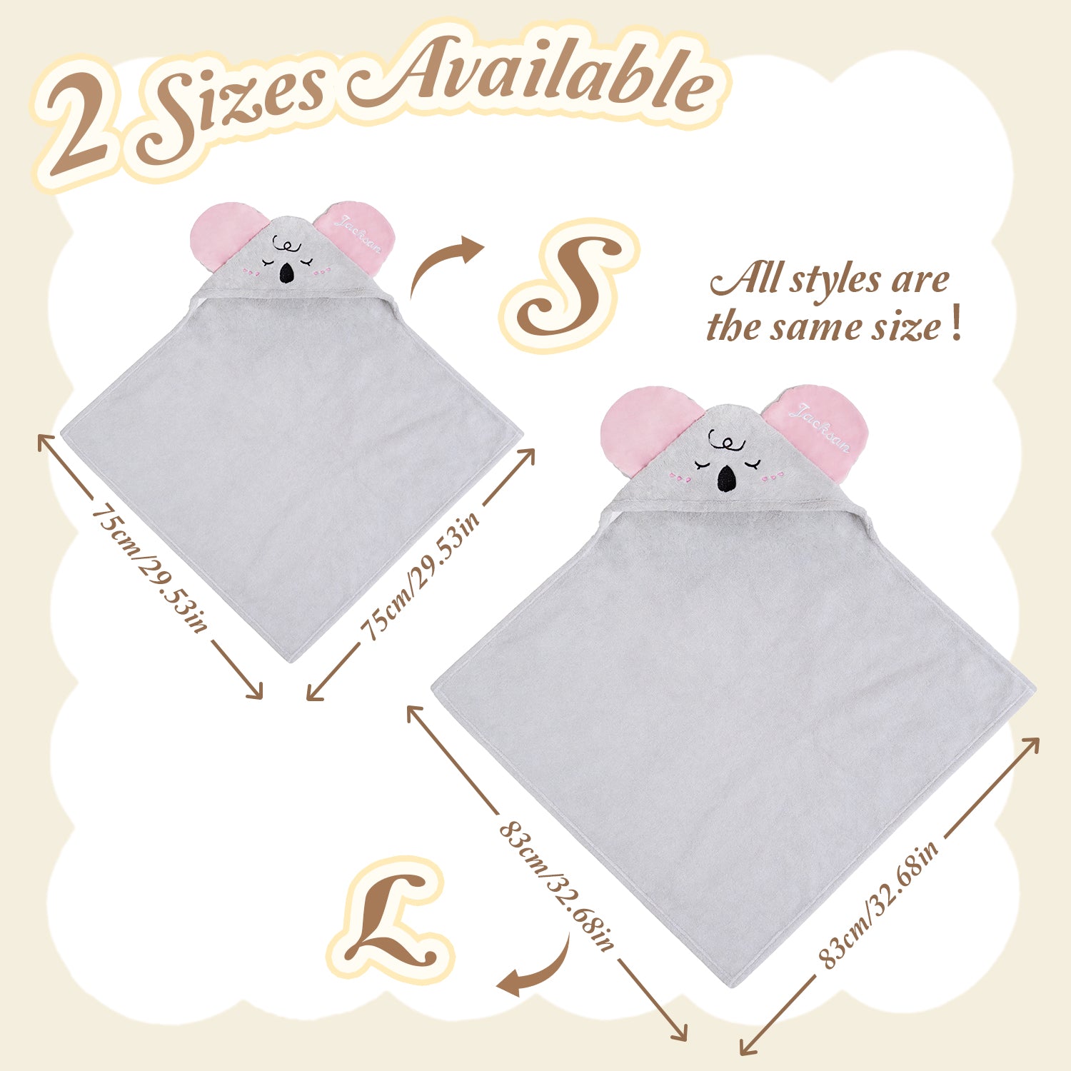 Personalized Koala Hooded Bath Towel with Name