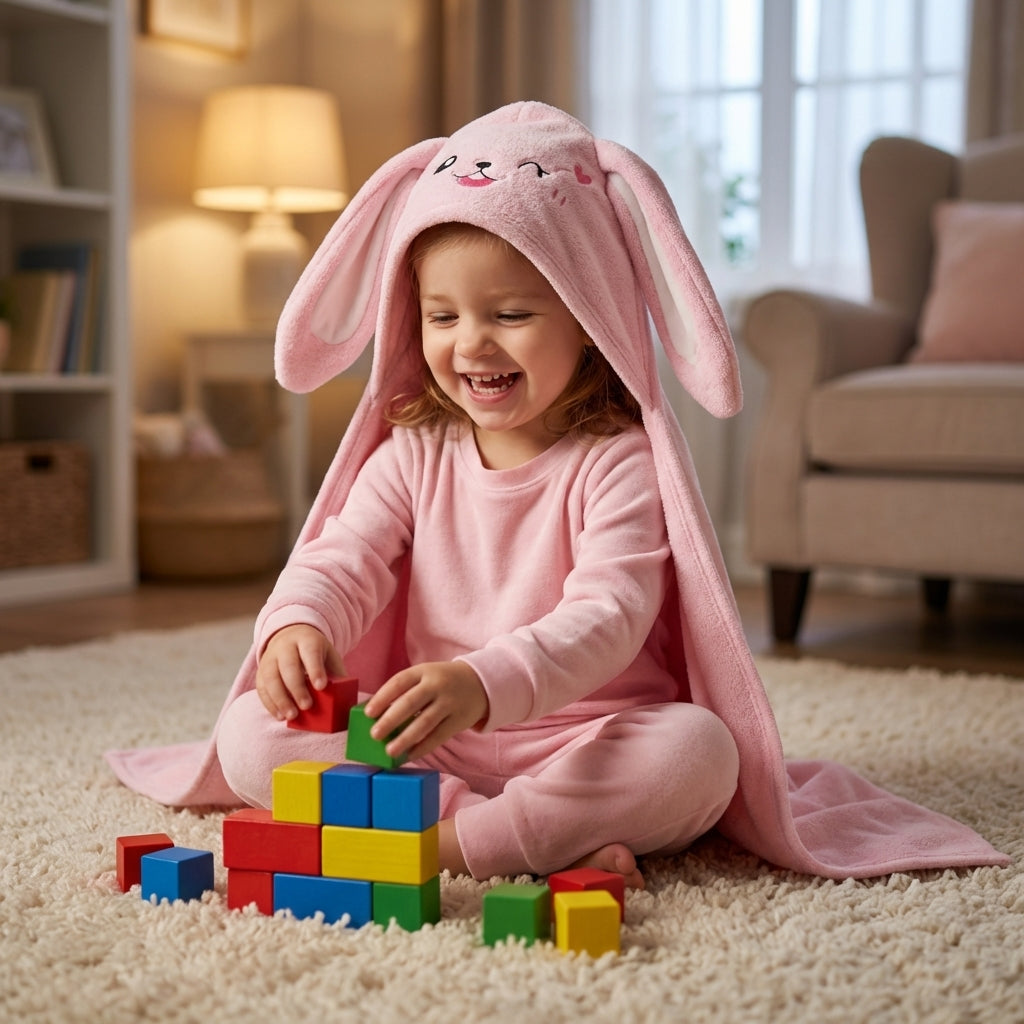 Personalized Bunny Hooded Bath Towel with Name