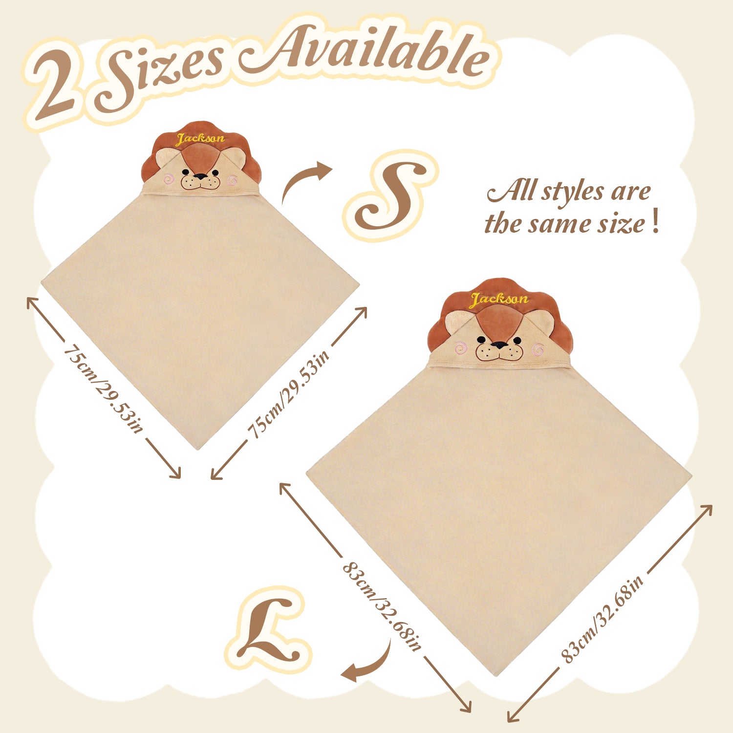 Personalized Lion Hooded Bath Towel with Name