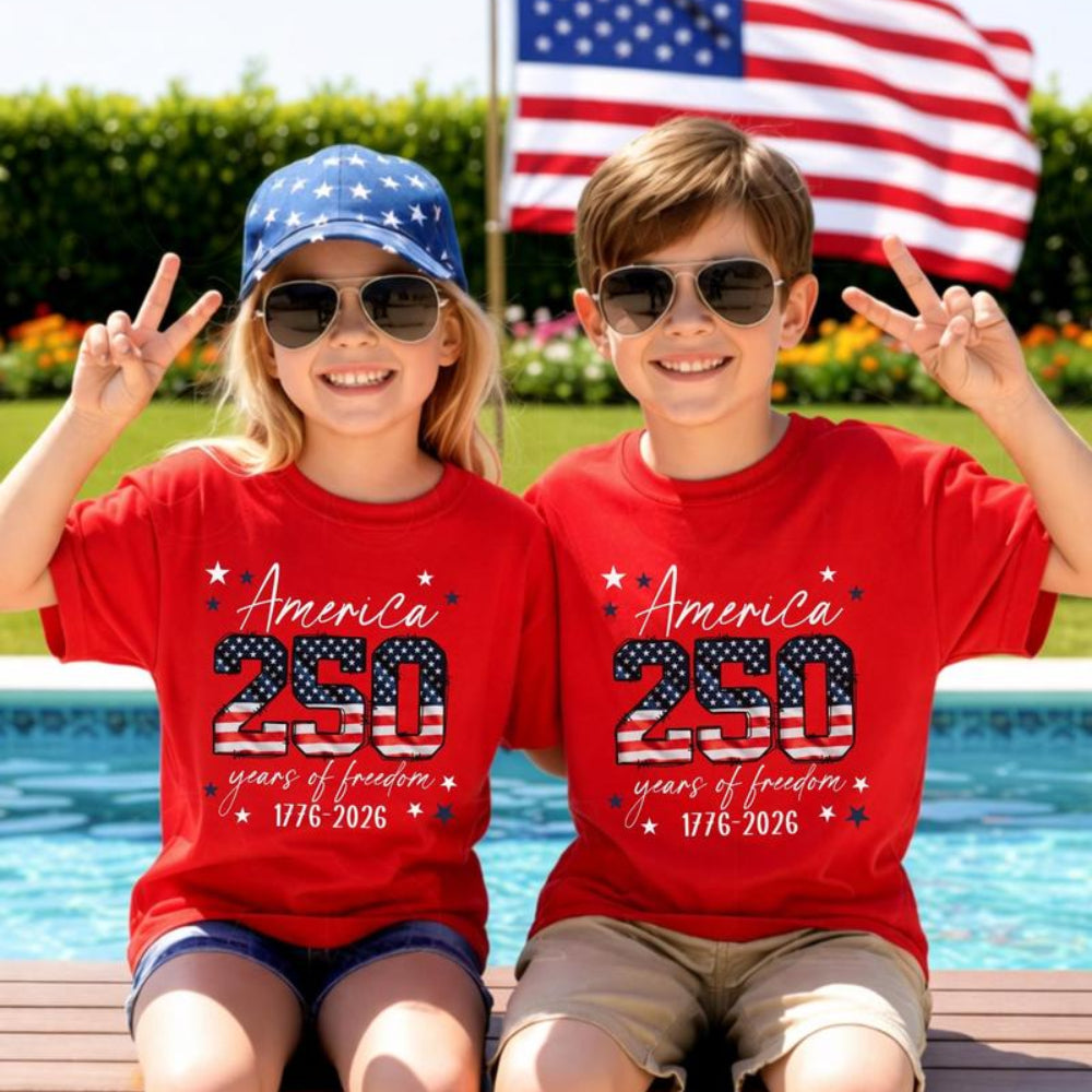 4th of July Kids Patriotic T-Shirt – America 250 Years of Freedom