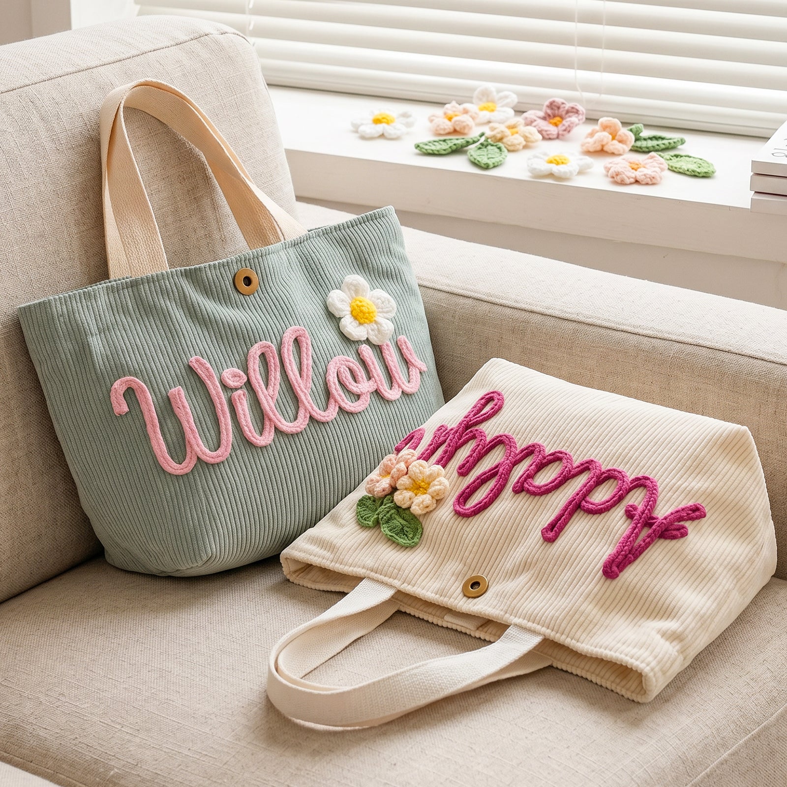 Personalized Kids Corduroy Tote Bag