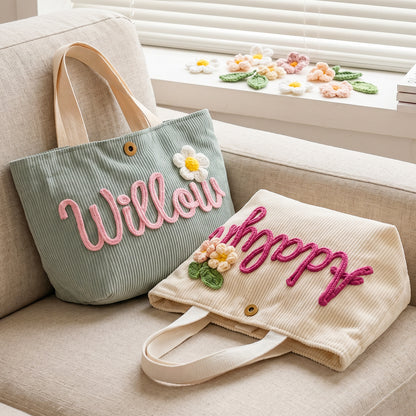 Personalized Kids Corduroy Tote Bag