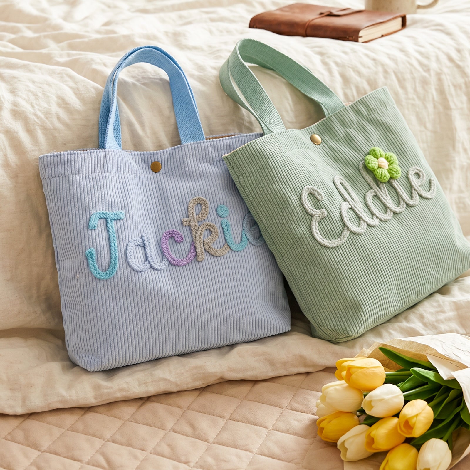 Personalized Kids Corduroy Tote Bag